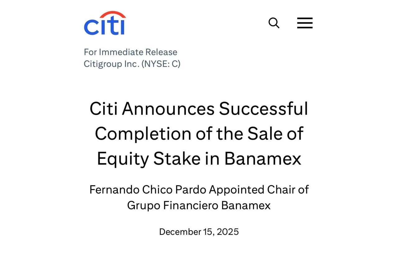 "Cambio de manos en el sector financiero: Citi cede una participación clave en Banamex al empresario Fernando Chico Pardo"